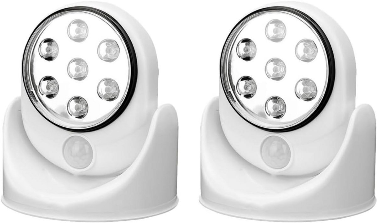 2 Stuks Draaibare LED Nachtlamp met Bewegingsmelder, Batterijvrij en Energiebesparend voor Hal en Slaapkamer