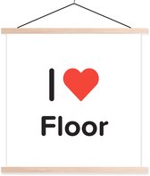 Porte-affiche avec affiche - Affiche scolaire - J'aime - Sol - Fille - 60x60 cm - lattes vierges