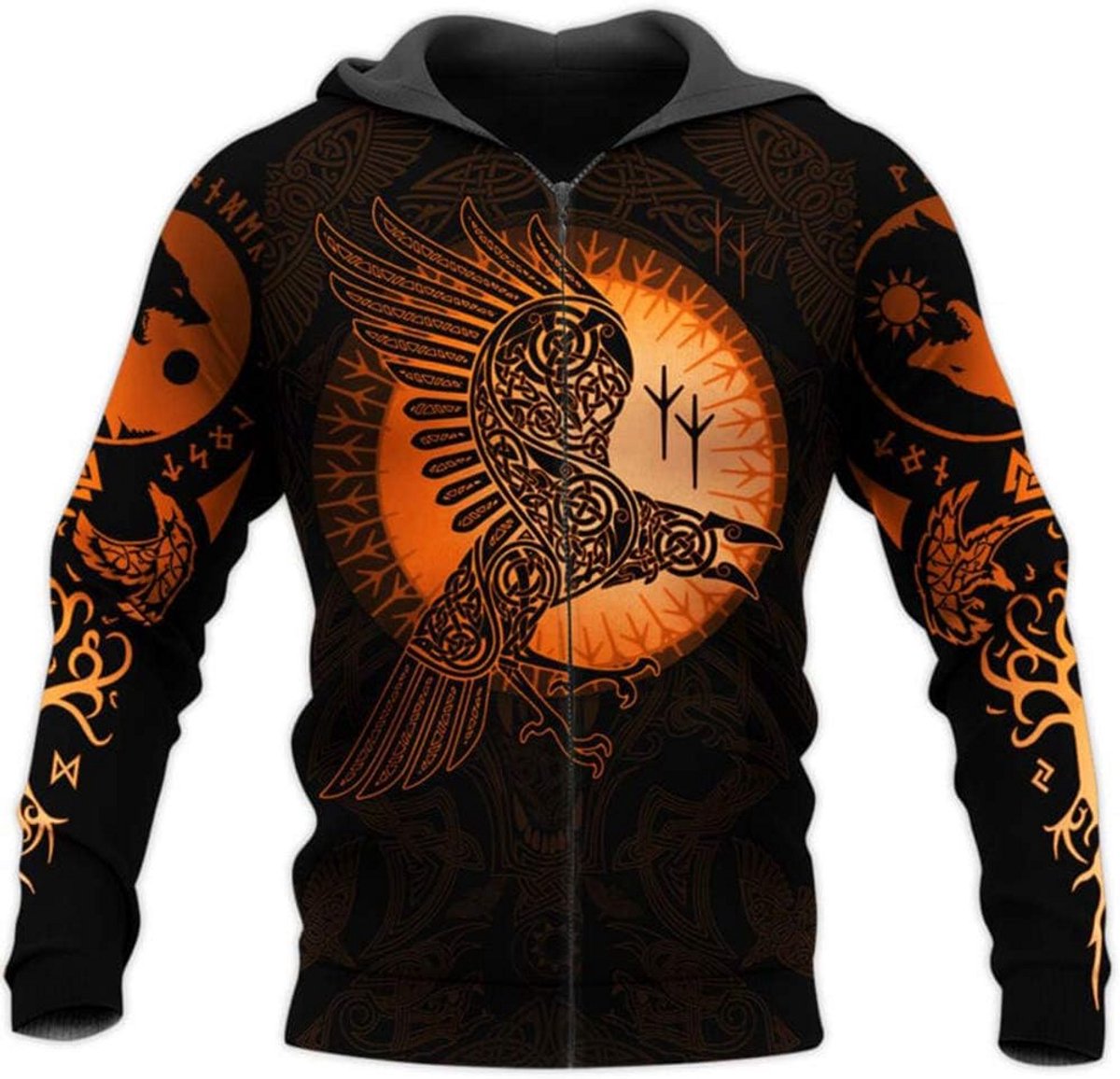 Viking Kleding Set voor Heren met Noorse Mythologie Print Ademende en Duurzame Stijl