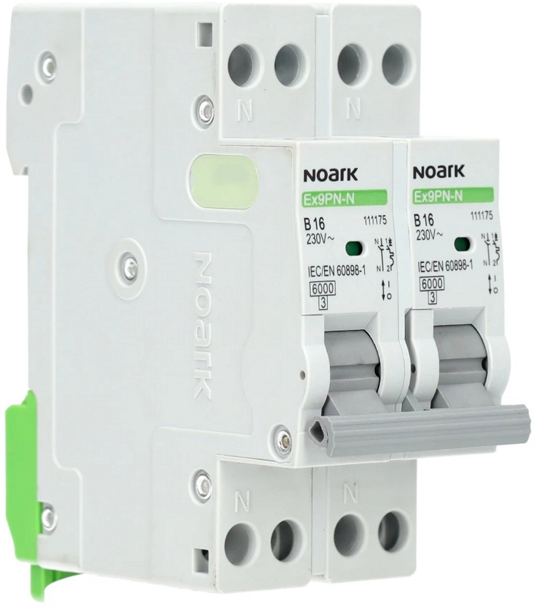 Noark fornuisgroep 2-polig+2 nul 16A B-kar (Ex9PN-N 2P2N B16)
