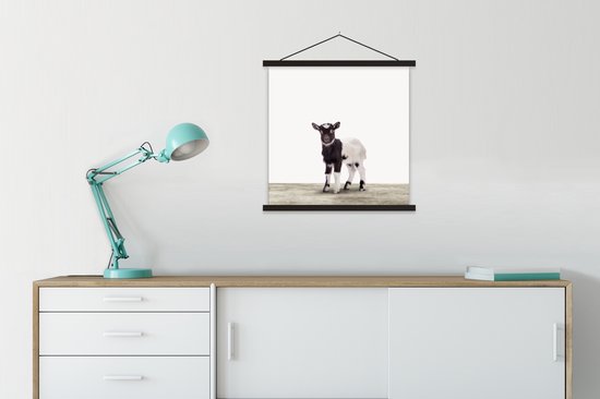 Porte-affiche avec affiche - Affiche scolaire - Chèvre - Animaux - Enfants - Garçons - Filles - 60x60 cm - Lattes noires