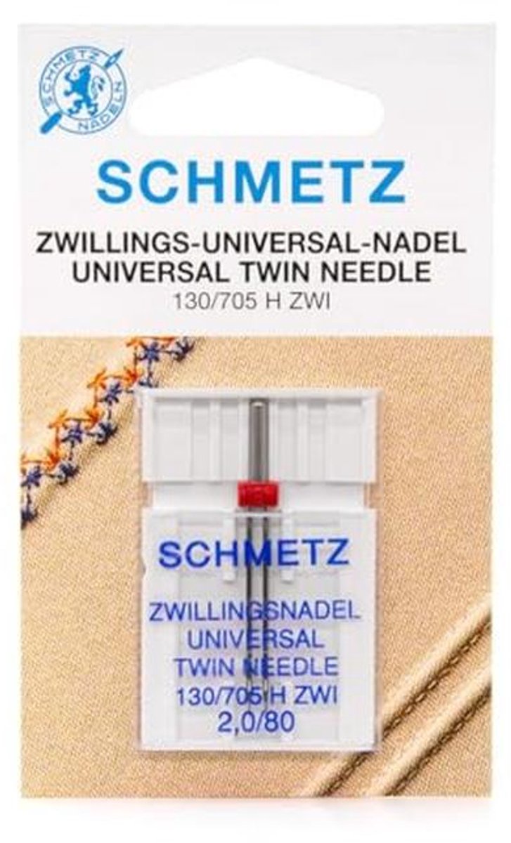 Universele Tweelingnaald 80/12 - 2mm voor Decoratief Naaien en Stiksels - Geschikt voor Huishoudelijke Naaimachines
