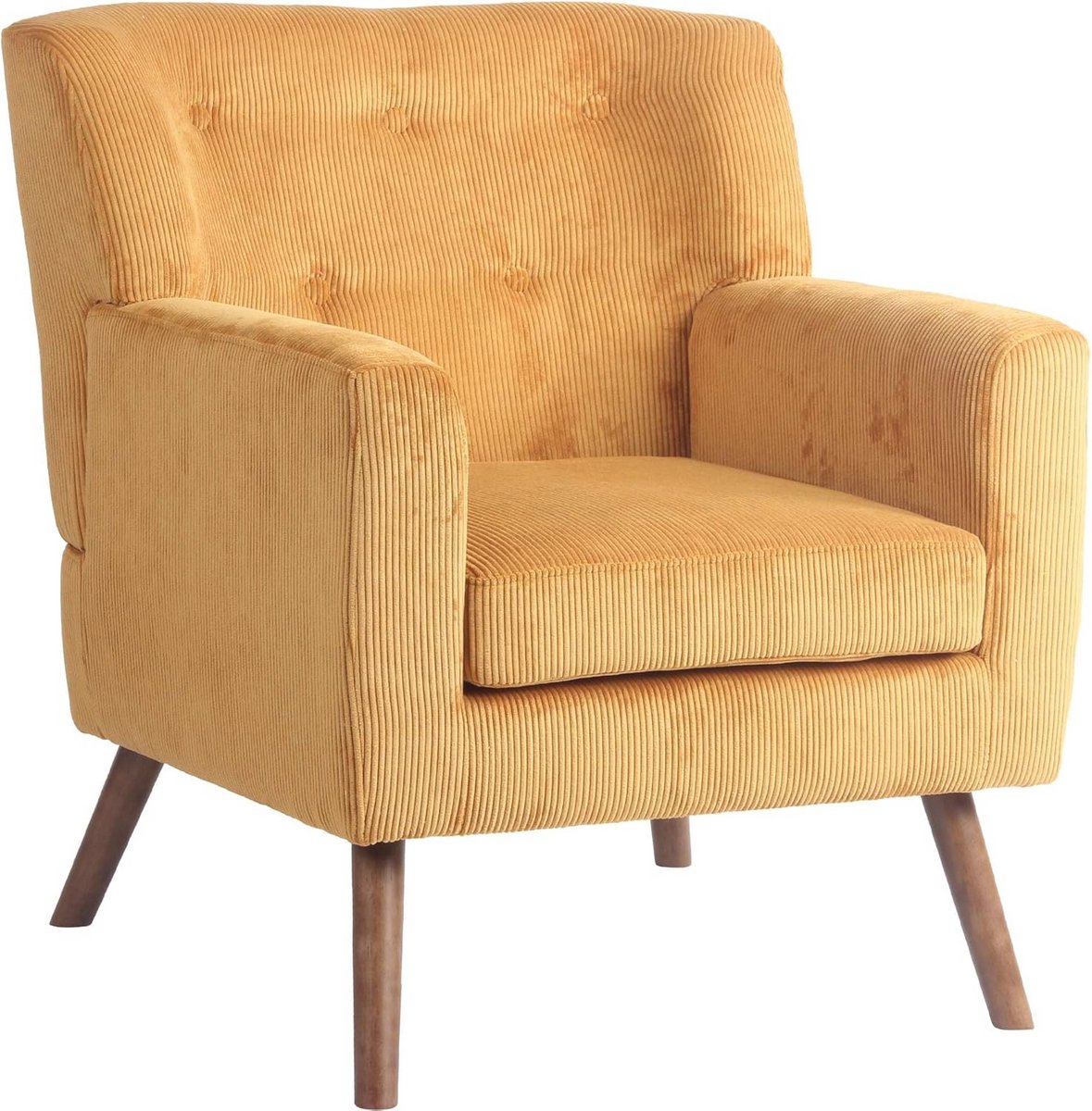 Elegante Relaxfauteuil met Armleuning in Oranje - Comfortabele Corduroy Stoel voor Woning