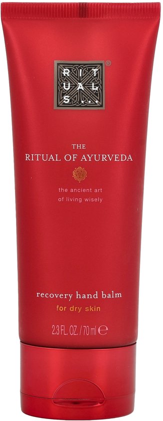 Rode tube 'The Ritual of Ayurveda' Recovery Hand Balm, voor droge huid.