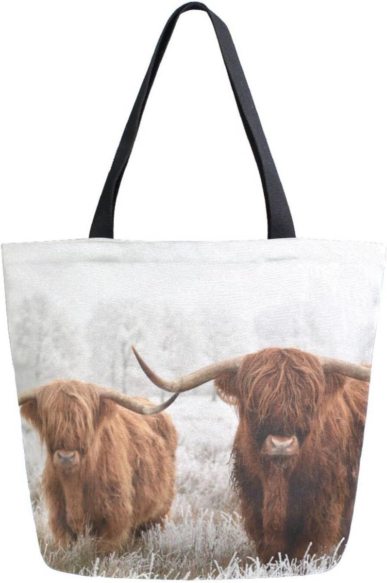 Grote Canvas Tote Bag Schoudertas - Herbruikbare Boodschappentas voor Dames en Meisjes