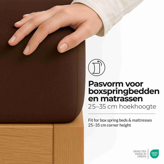 Hoeslaken etérea Extra Jersey 240x220 cm - Oekotex - 100% coton - jusqu'à 35 cm - Marron
