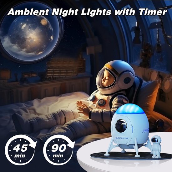 Astronauten Projector met Sterrenhemel en Muziekfunctie voor Kinderen - Timer en Afstandsbediening — afbeelding 5