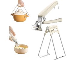 Verbeterde set van 2 grijptangetjes/houders voor het verplaatsen van hete schalen, kommen, pizzapannen, airfryers en magnetrons (wit)