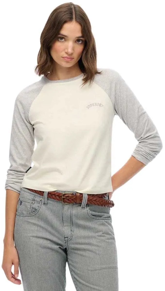Superdry Essential baseballtop met logo en lange mouwen Dames Lange mouwen shirts Grijs