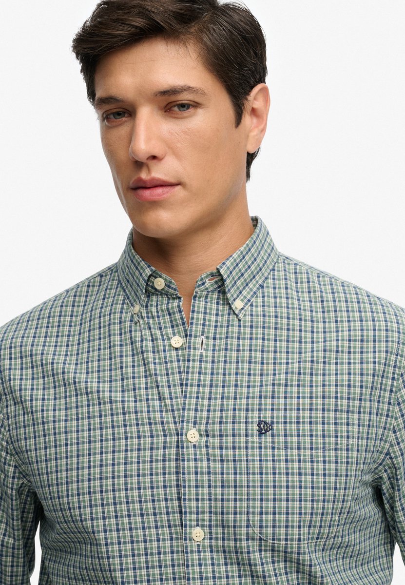 Superdry Preppy Poplin Overhemd Met Lange Mouwen Heren Lange mouwen shirts Groen
