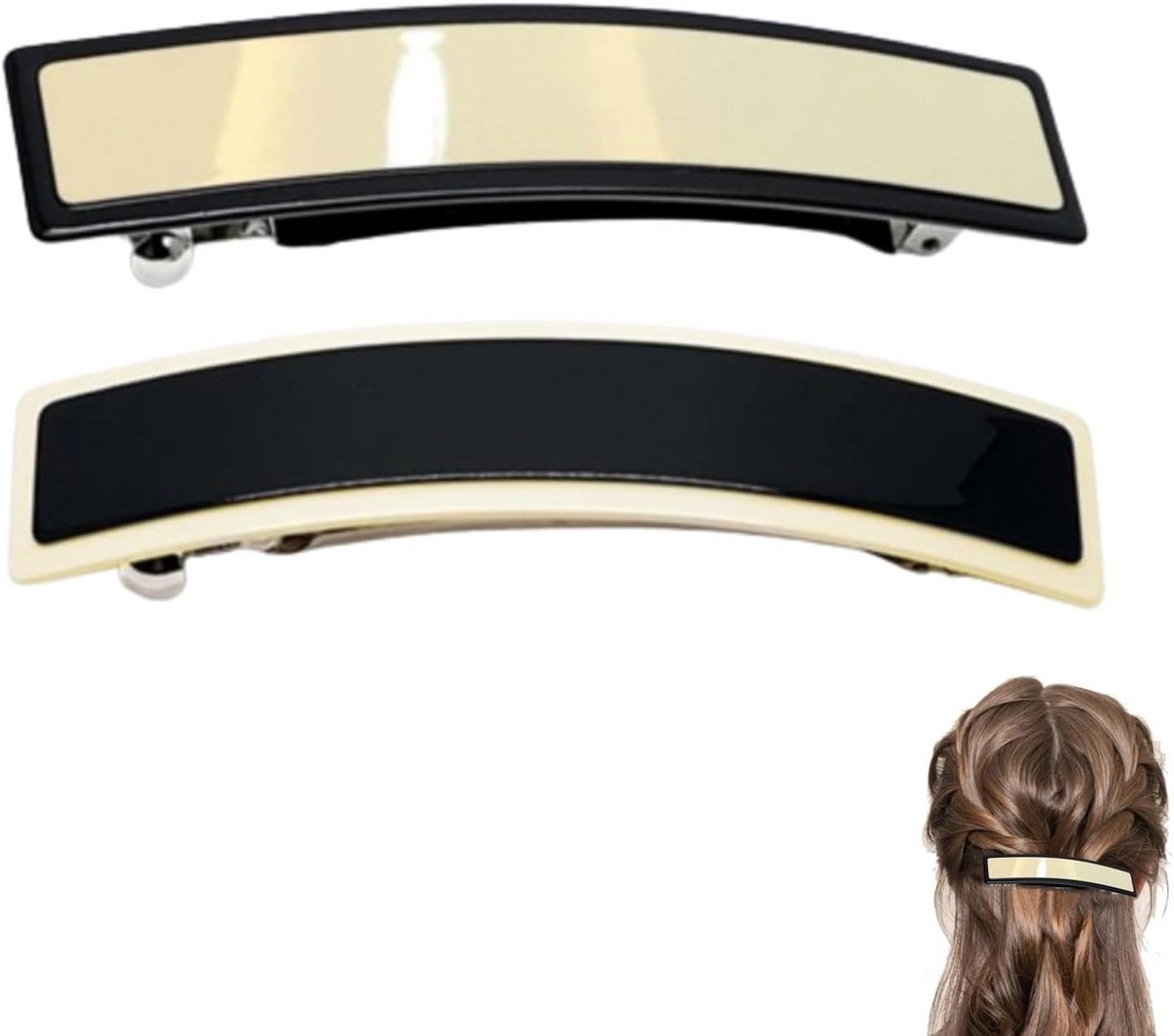 Rechthoekige haarspelden automatisch - vintage haarclip voor knot en chignon