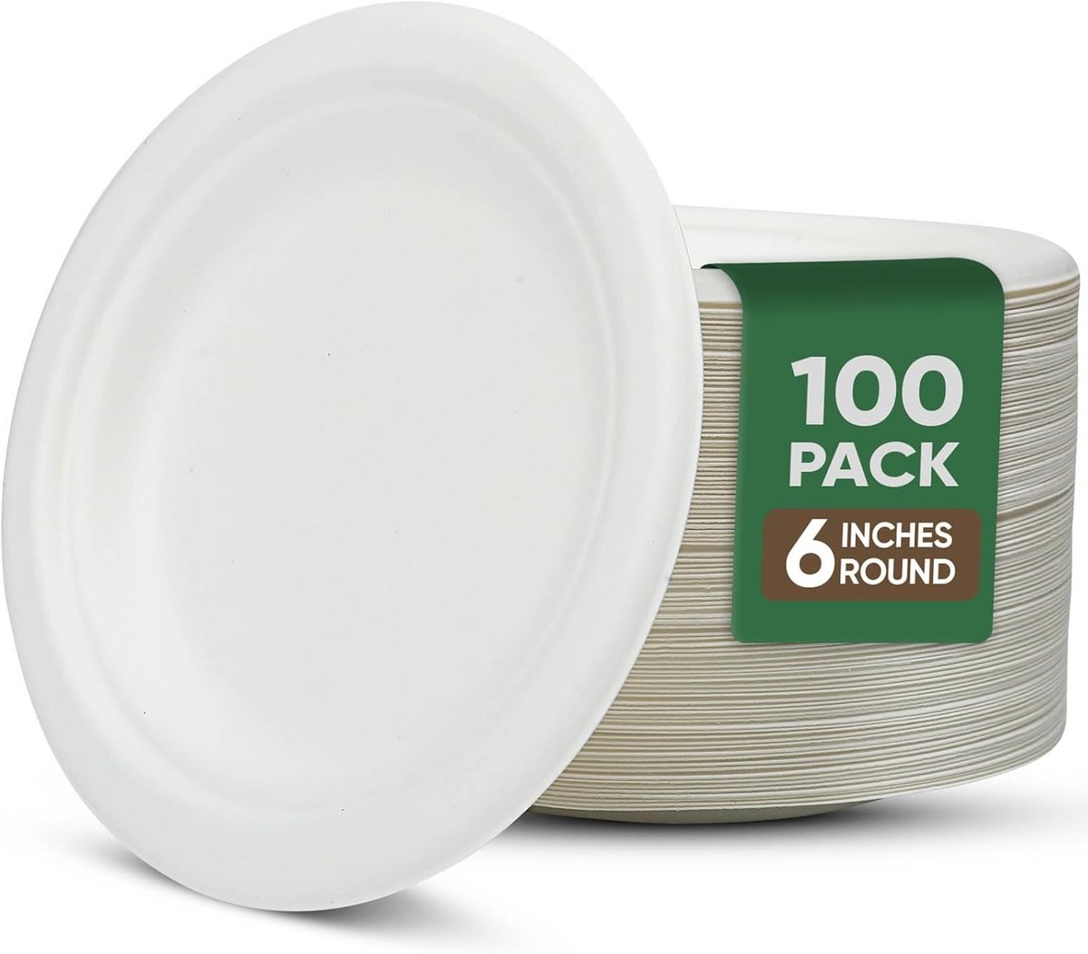 100 stuks 15,5 cm papieren borden - 100% composteerbaar, water- en oliebestendig, magnetronbestendig