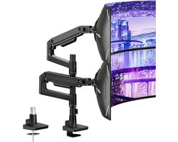 Dubbele Monitorarm voor 17-49 Inch Ultrabrede Monitoren - Volledige Beweging Gasveer Verticale Gestapelde Monitormontage, 75/100