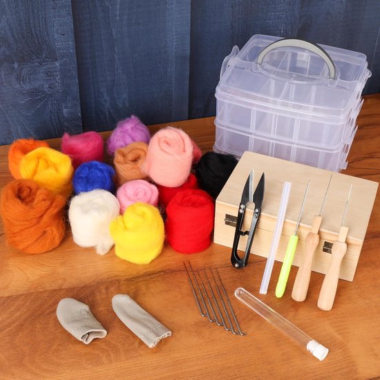 Meecaa DIY Naaldviltenset voor beginners, perzikbloesem zonlandschap