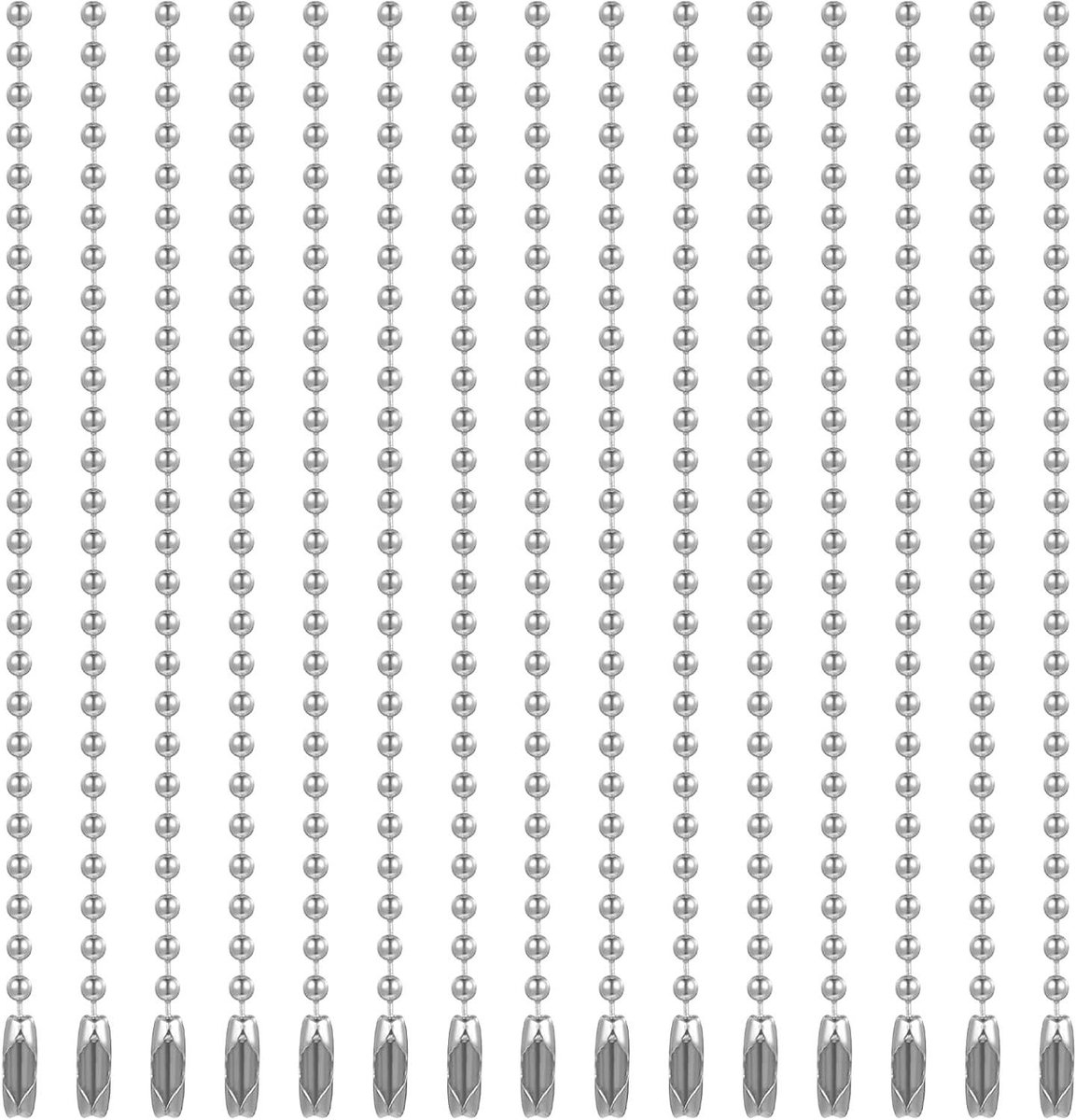 Ronte - Zilveren kogelkralen ketting 50 stuks | Kralenkettingen connector sluiting | Metalen kogelketting sleutelhanger tag sleutelhangers | Kettingsverlenger kerstversieringen