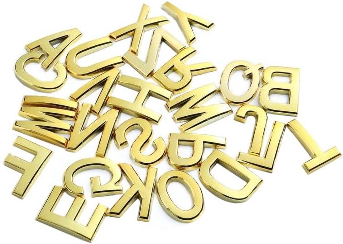 Ronte - Gouden brievenbus nummers zelfklevende sticker voor tuindeur - Zichtbare nummers A-Z - Verbeterde zichtbaarheid.