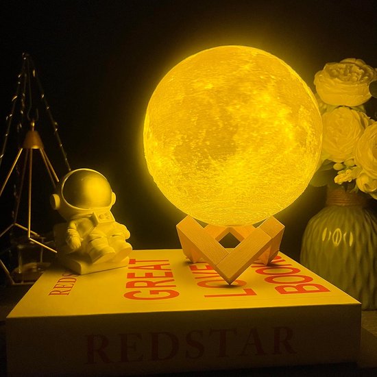 3/16 Kleuren 3D Geprinte Maanlamp - Personaliseerbaar Nachtlampje met Foto - LED Maanlicht Cadeau 10 cm — afbeelding 2