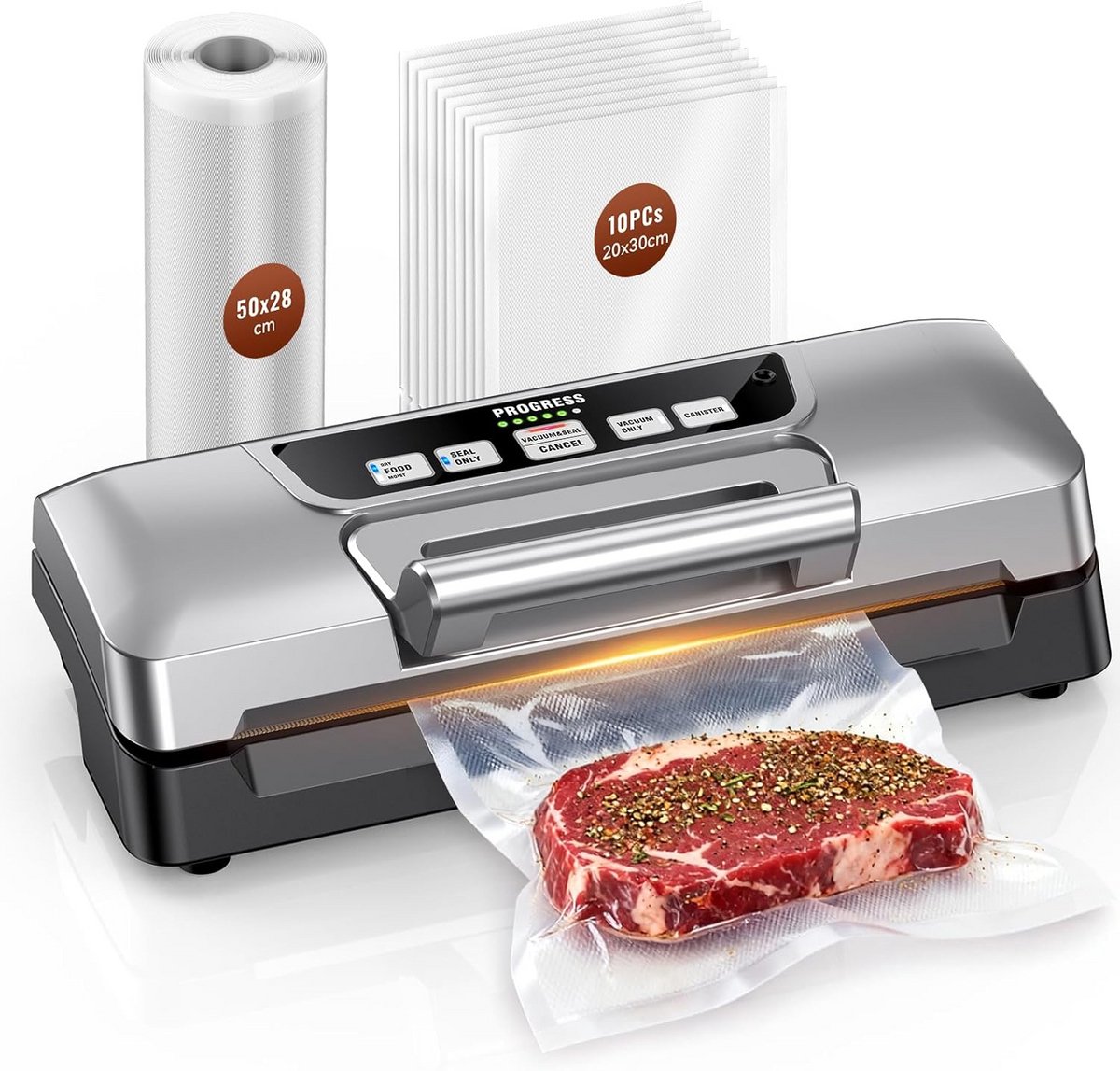 Vacumeermachine voor Voedsel 90 kPa - 20 L/min met Dubbele Pomp en LED Bediening