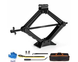 2T schaarkrik met Ratelslinger – Schaarkrik voor Auto Reparaties - Auto Krik voor PKW, SUV & MPV – Heft tot 40 cm