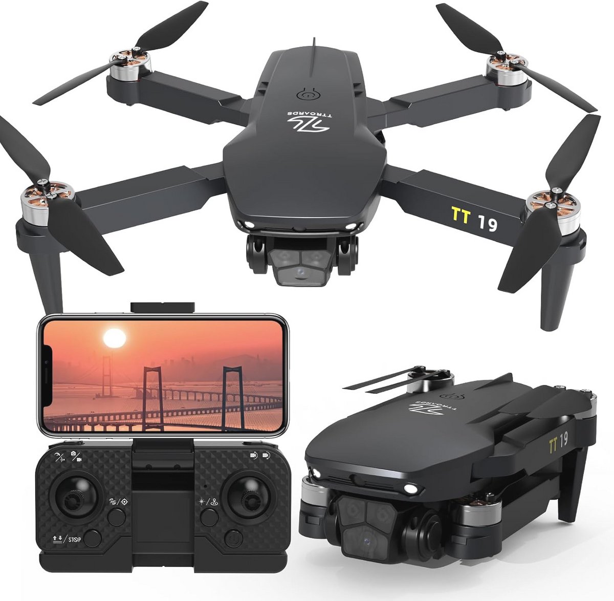 TT19 Borstelloze Drone Motorizzato met Fotocamera voor Volwassenen Funzione di Evitamento Ostacoli Drones RC Quadcopter Cadeau Wifi Verstelbare Camera