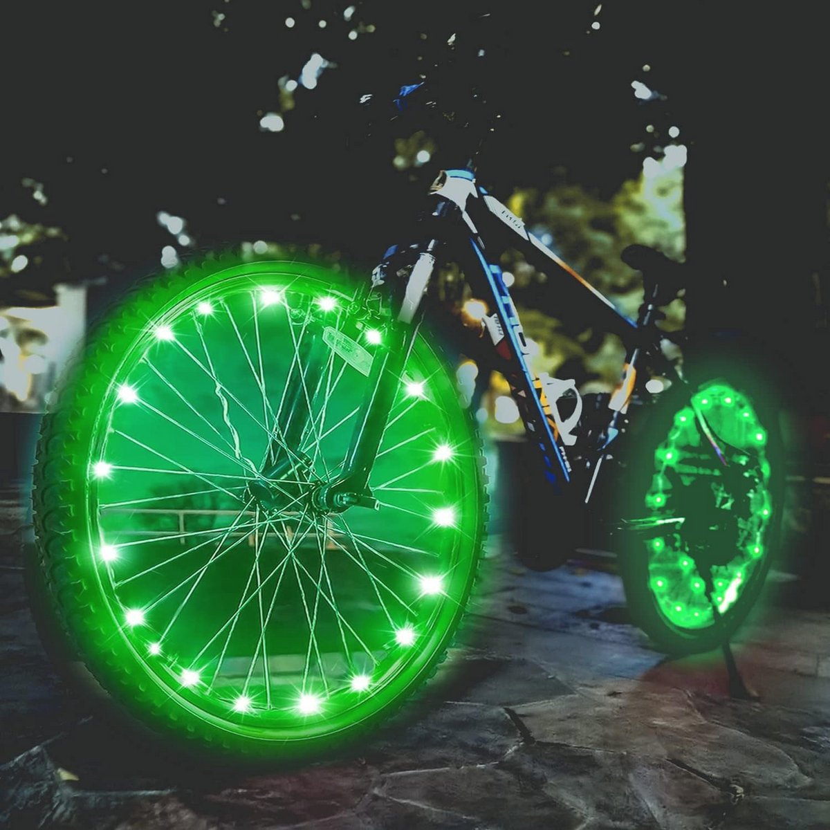 2pcs Groene LED Waterdichte Fietswielverlichting - Nachtfietsen met 3 Verlichtingsmodi, Eenvoudig te Installeren