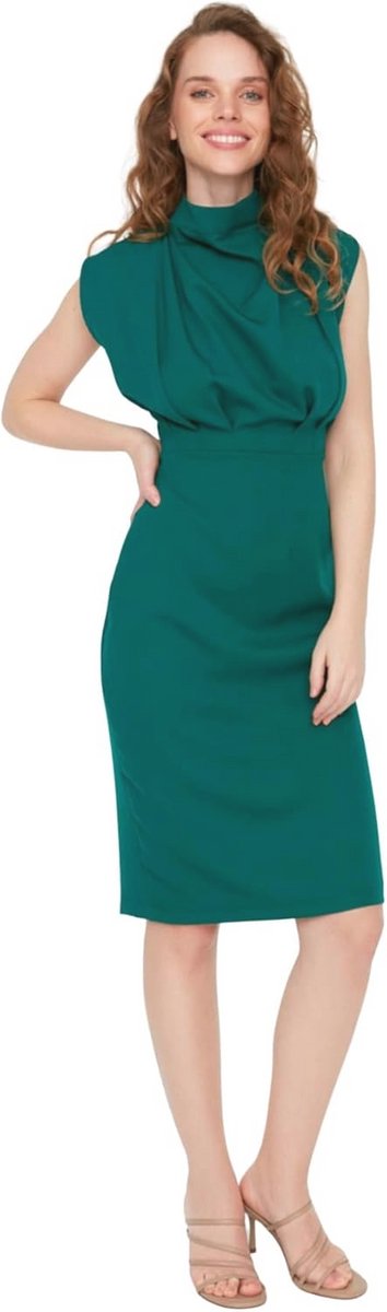 Dames Midi Basic Slim Fit Geweven Jurk