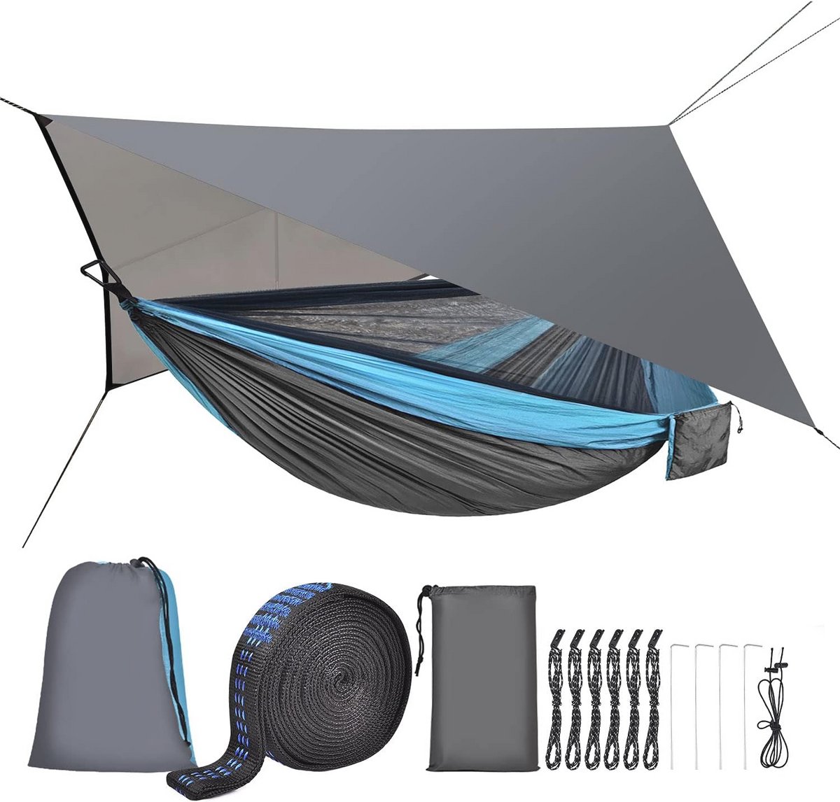 Camping Hangmat met Klamboe en Waterdichte Regenvlieg voor Buitenactiviteiten