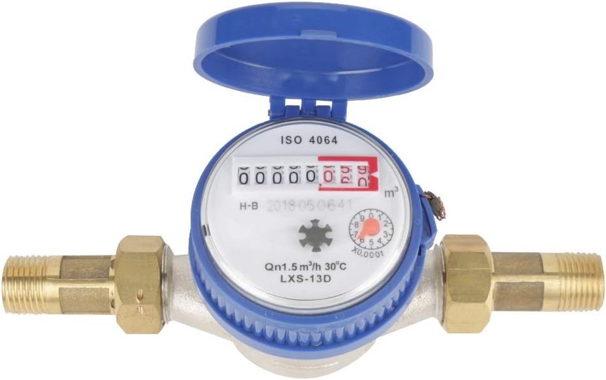 Watermeter voor Tuin en Huis - Koud Water Stroommeter met Fittingen 1/2 inch