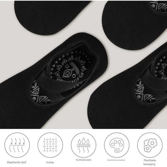 GELLDG Yogasokken - verpakking van 2 paar - Pilatessokken - antislipsokken - sportsokken met antislip - geschikt voor yoga, ballet, pilates, dans, op blote voeten, trampoline, thuis, in het ziekenhuis en andere gelegenheden - unisex van Merkloos — afbeelding 3