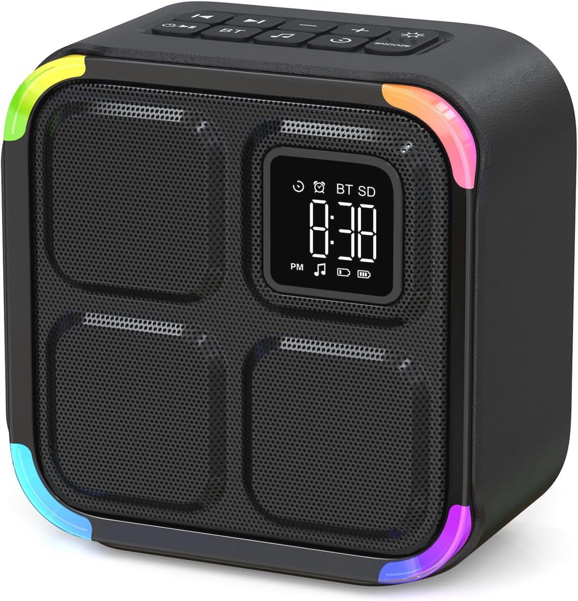 Bluetooth luidspreker wekker met nachtlampje, dimbaar display en geluidsmachine