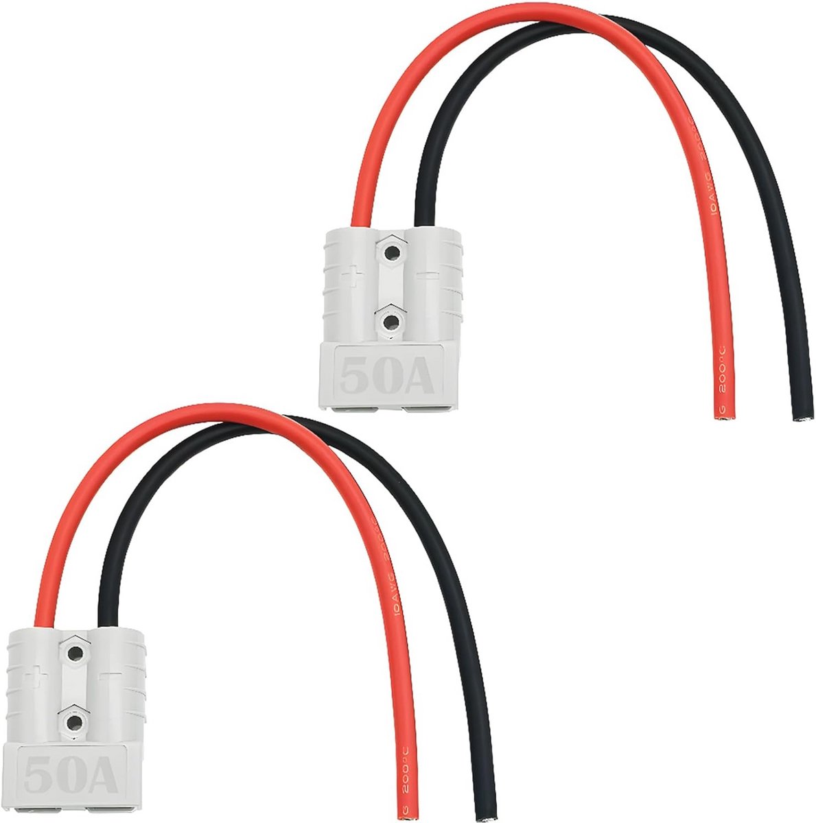50A Batterijaansluiting met 10 AWG Siliconen Draad – Snelaansluiting en Scheidingsstekker