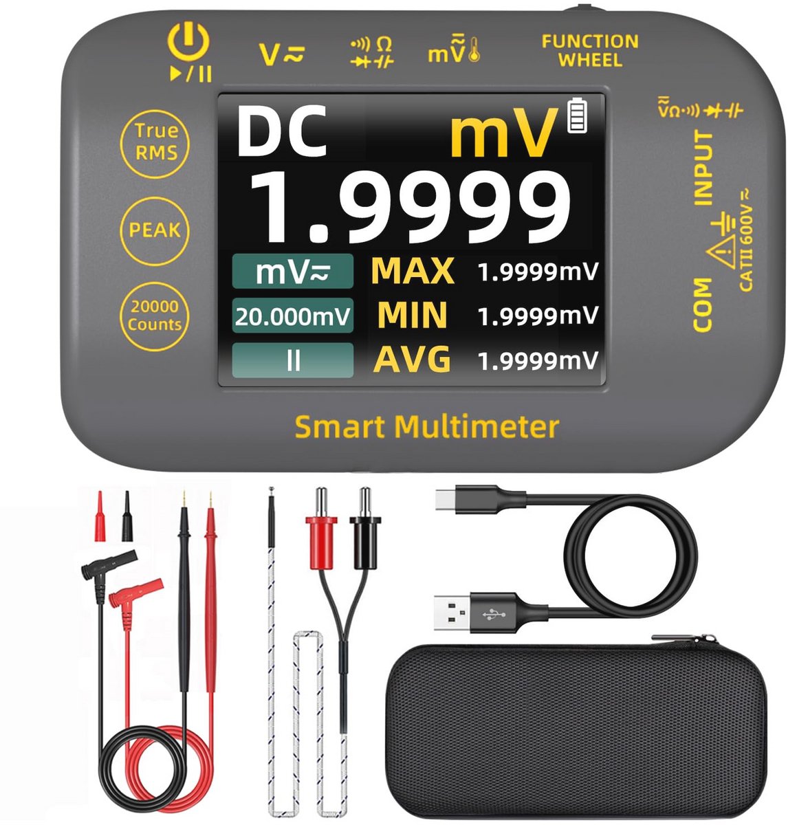 Draagbare digitale multimeter met kleurenscherm - Nauwkeurige metingen van spanning, weerstand en capaciteit