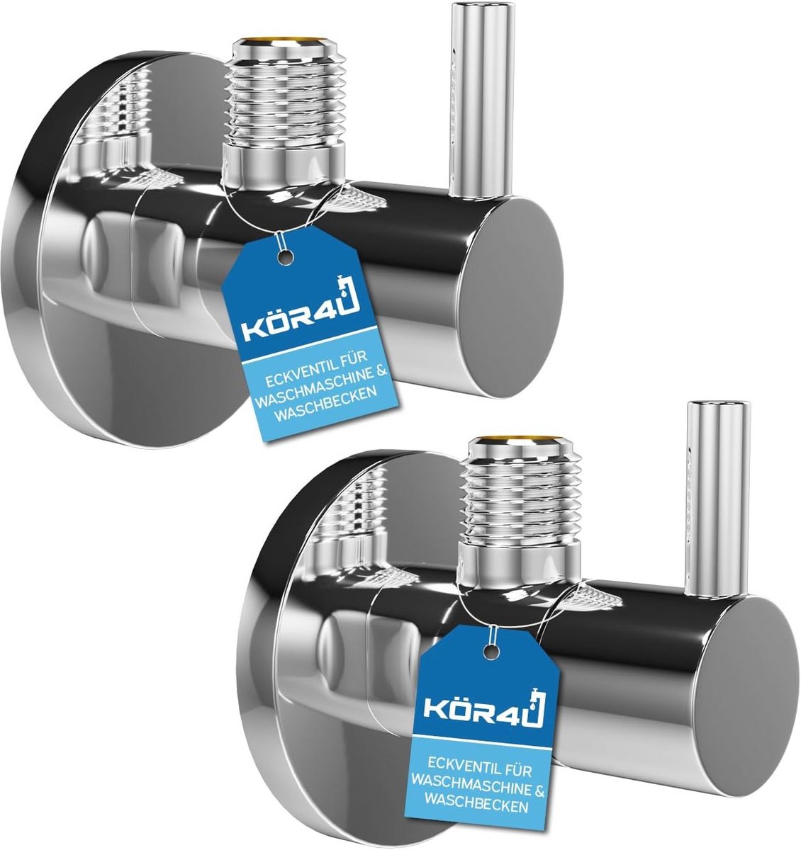 Set van 2 design hoekventielen 1/2 x 3/8 inch - Chroom waterafsluitventiel voor badkamer en keuken