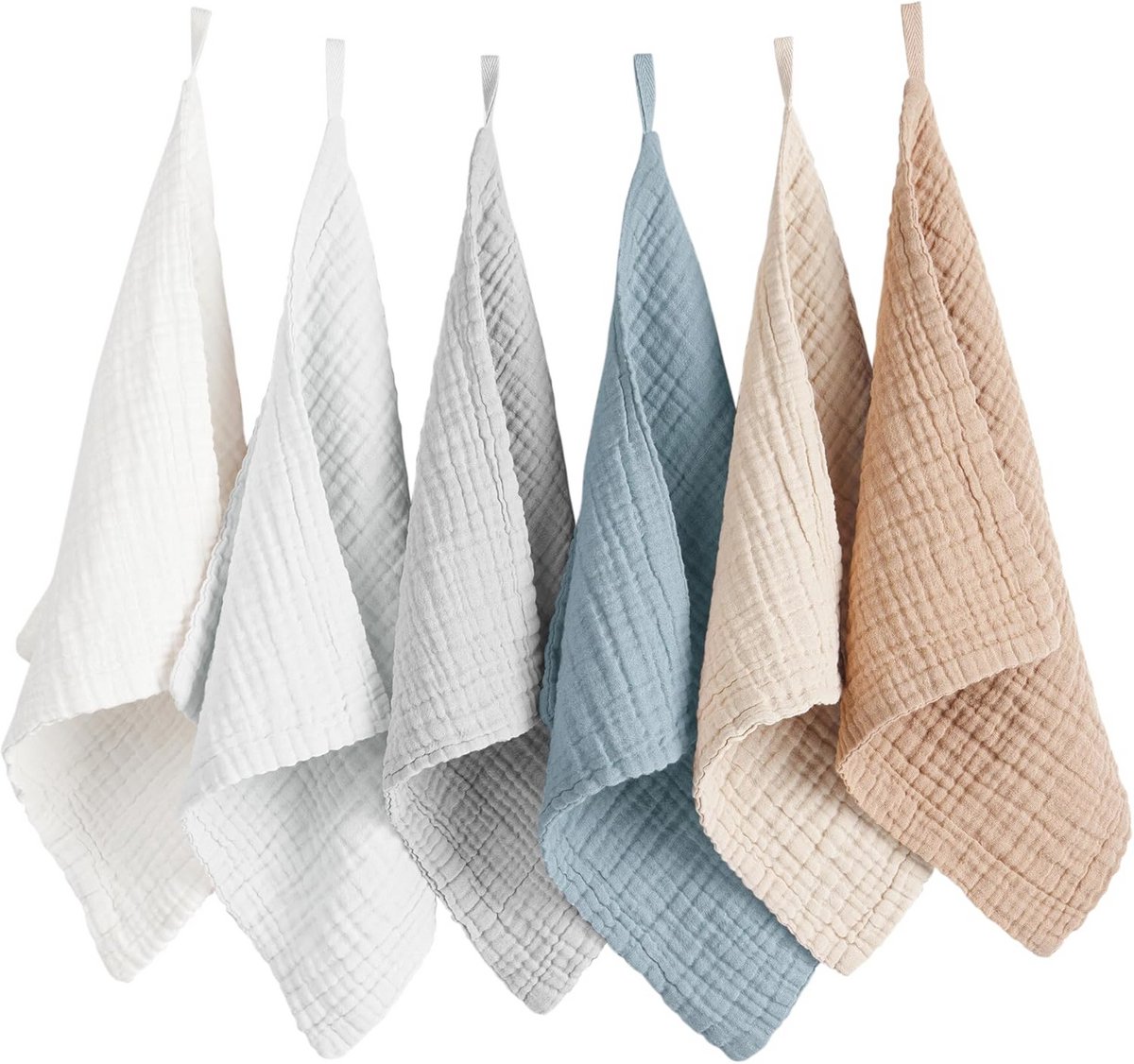 Set van 6 Muslin Babydoeken - 100% Katoen - Zacht en Comfortabel voor Pasgeborenen