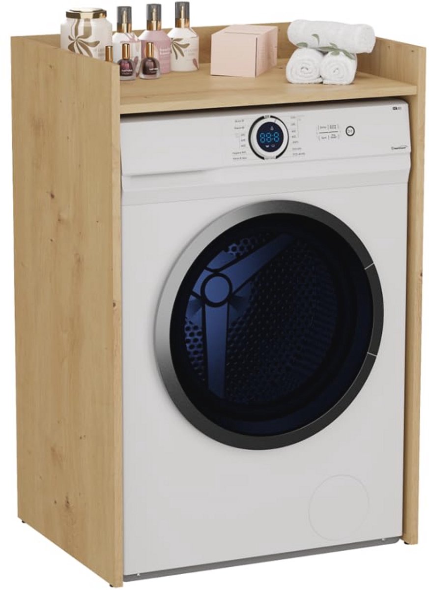 Wasmachinekast 97.5 x 64 x 50 cm - Hoge Badkamerkast voor Wasmachine en Wasdroger