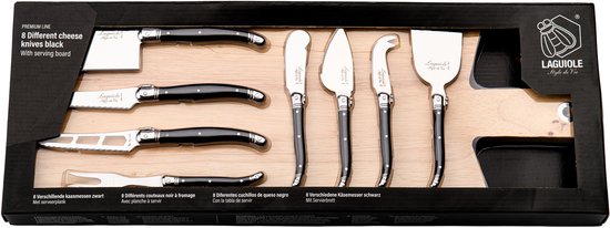 Ensemble de couteaux à fromage Laguiole Style de Vie Premium Line - 8 pièces - avec étagère
