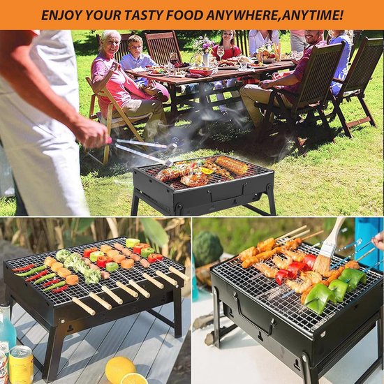 Houtskool Grill Draagbaar Opvouwbaar voor Outdoor, Picknick en Camping - Mini Grill (35x26x20cm) — afbeelding 2