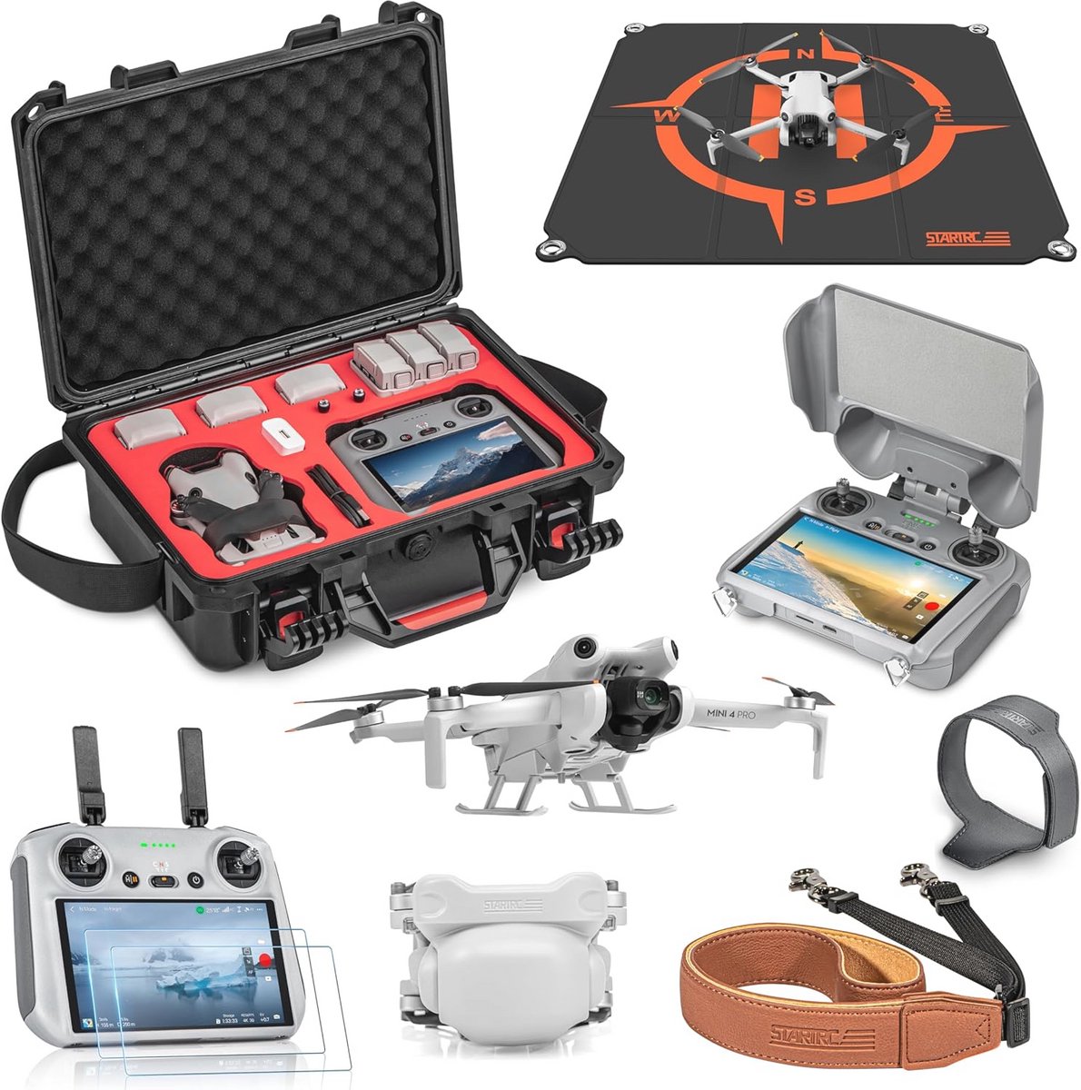 Mini 4 Pro Drone Accessoireset - Harde Koffer met Landingsplaats en Displaybescherming