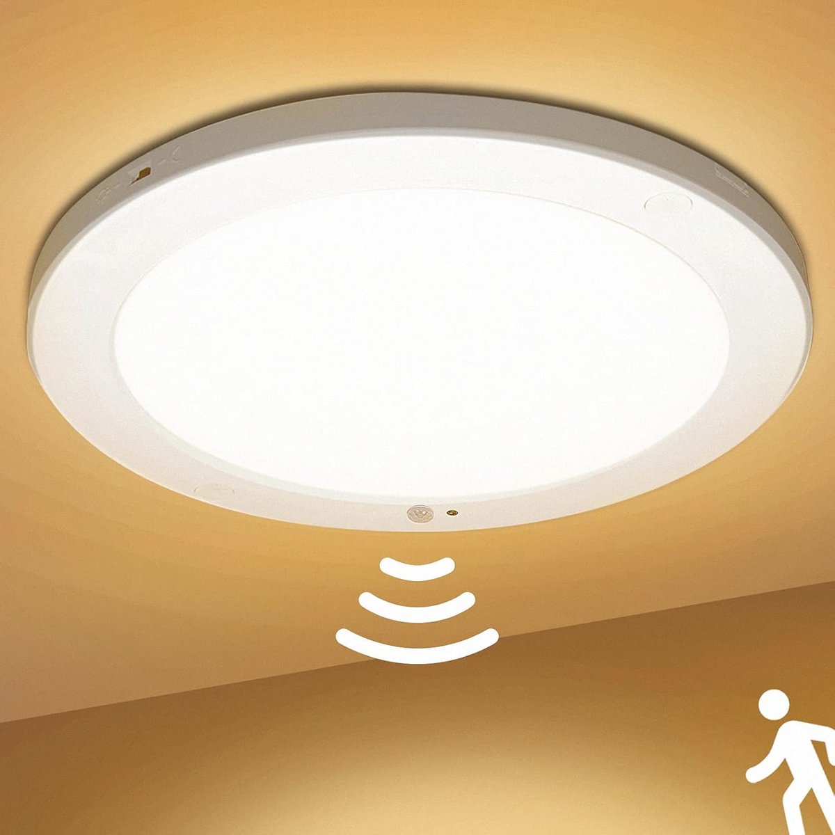 18W LED Plafondlamp met Bewegingssensor - Ultradun Ronde Lamp voor Badkamer, Balkons en Gangen