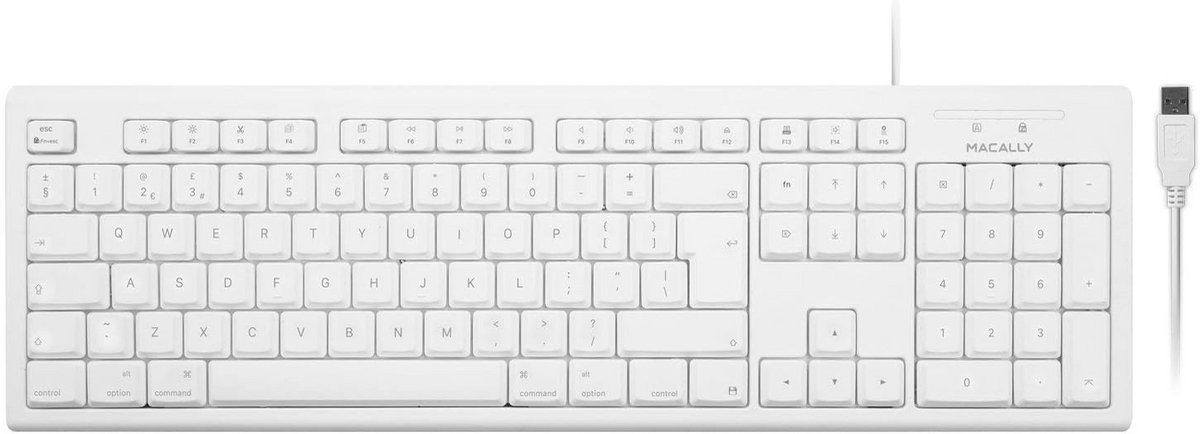 Ergonomisch USB-A Toetsenbord met 105 Toetsen en Numpad voor Mac, QWERTY-indeling