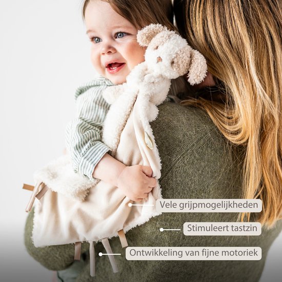 Nattou TEDDY Baby Knuffeldoekje met Knuffel - 27 x 27 cm - Doudou Hond - Baby Cadeau - Beige — afbeelding 3