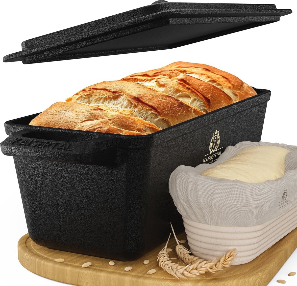 Gietijzeren Broodbakvorm met Deksel en Fermentatiemand - Ideaal voor Broodbakken en Bakaccessoires