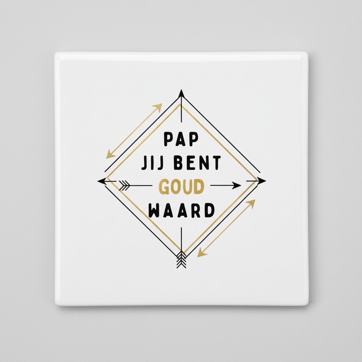 Pap Jij Bent Goud Waard Inspirerende Keramische Tegel – Betekenisvolle Vader Quote Woondec