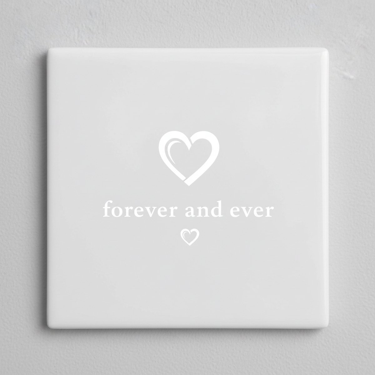 Nevolis Forever and Ever Liefde Tekst Decoratieve Tegel – Minimalistische Romantische Wanddecoratie – 15 x 15 cm Multi Color