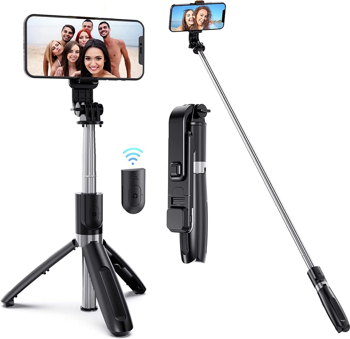 Universele selfiestick-statief met Bluetooth - 3-in-1 selfiestick - Compatibel met iPhone/Samsung - Universele selfiestick