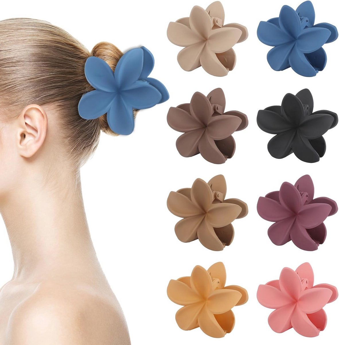 8 Bloemen haarklemmen in diverse kleuren voor vrouwen en meisjes