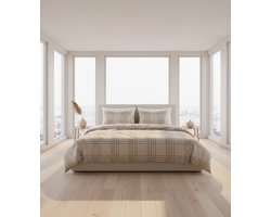 Dekbedovertrek 200x200 - Katoen - Geruit - Creme