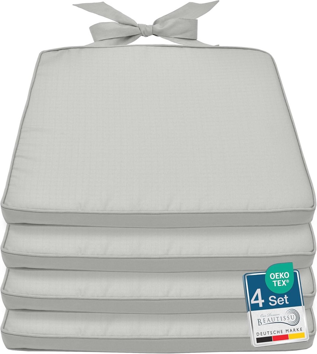 Set van 4 comfortabele zitkussens 45 x 40 x 5 cm voor binnen en buiten