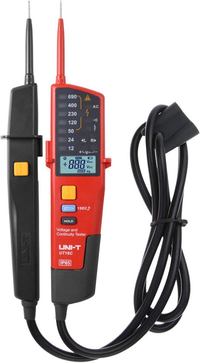 Digitale Spannings- en Doorgangstester met LCD-display en Automatische Spanningsdetectie