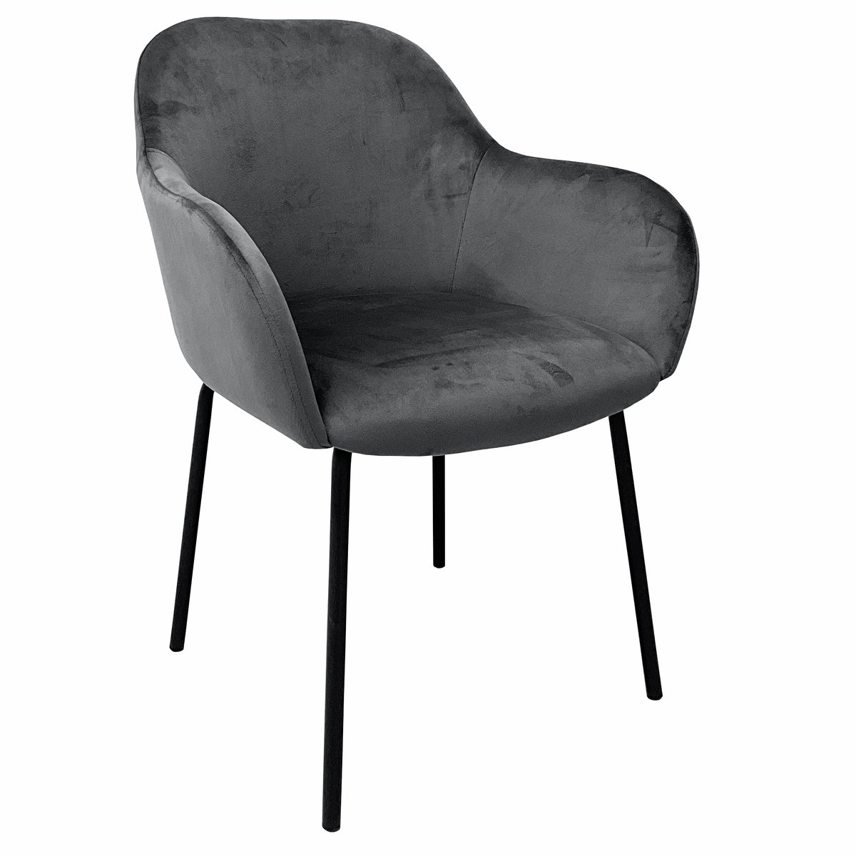 Notio Living Lincoln-Eetstoel - Antraciet Fluweel - Set van 2 Grijs